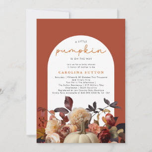 Ein wenig Pumpkin Herbst Floral Baby Dusche Einladung