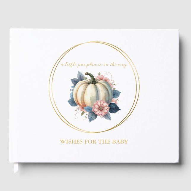 Ein wenig Pumpkin Herbst Floral Baby Dusche Gästebuch (Vorderseite)