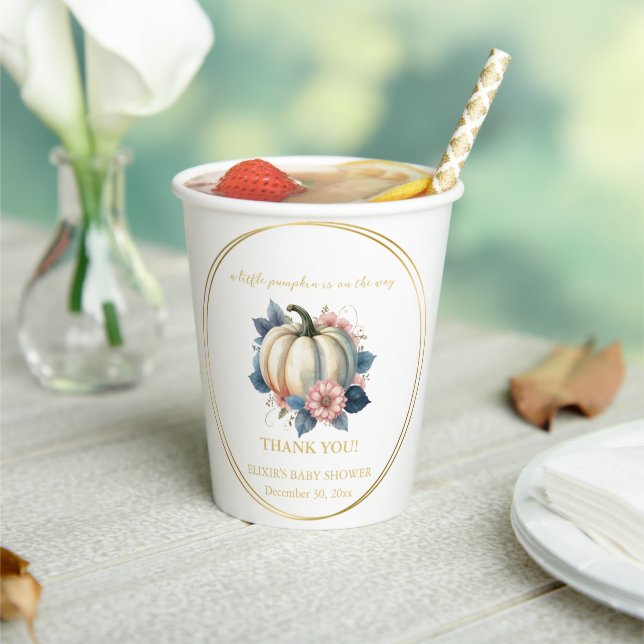 Ein wenig Pumpkin Herbst Floral Baby Dusche Pappbecher (In Situ)