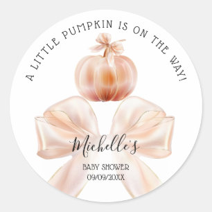 Ein wenig Pumpkin Herbst Floral Baby Dusche Runder Aufkleber