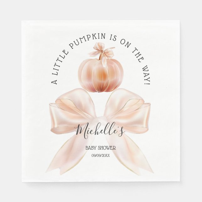 Ein wenig Pumpkin Herbst Floral Baby Dusche Serviette (Vorderseite)
