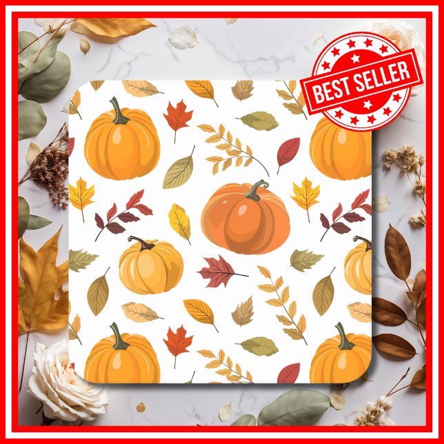 Ein wenig Pumpkin Herbst Herbst Blütendusche Rechteckiger Pappuntersetzer (A Little Pumpkin is on the Way Fall Autumn Floral Baby Shower Paper Coasters)