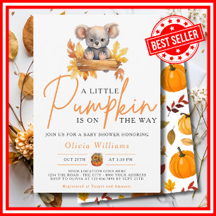 Ein wenig Pumpkin Herbst Herbst KOALA Baby Dusche Einladung