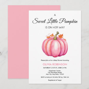 Ein wenig Pumpkin Herbst Pink Girl Babydusche Einladung
