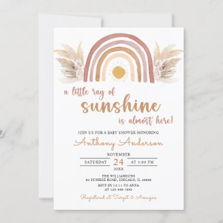 Ein wenig Ray Sunshine Boho Rainbow Baby Dusche Einladung