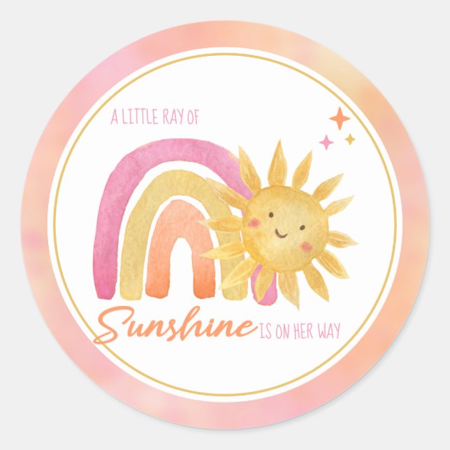 Ein wenig Ray von Sunshine Girl Shower Classic Runder Aufkleber (Vorderseite)