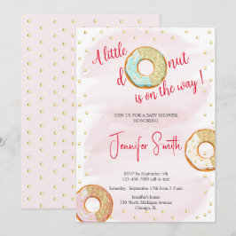 Ein wenig rosa goldene Donut Baby Dusche Einladung