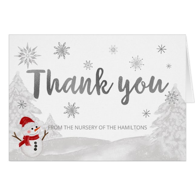 Ein wenig Schneeflocke Graue Babydusche Danke (Vorderseite (Horizontal))