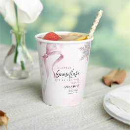 Ein wenig Schneeflocke Pink Bow Glitzer Babydusche Pappbecher