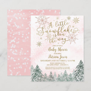 Ein wenig Schneeflocken Pink Baby Dusche Einladung