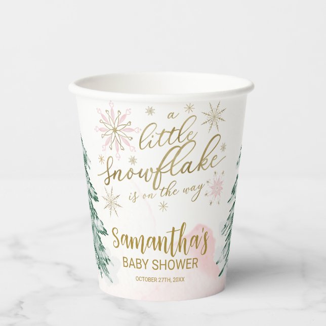 Ein wenig Schneeflocken Winter Baby Dusche Pappbecher (Vorderseite)