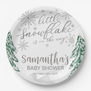 Ein wenig Schneeflocken Winter Baby Dusche Pappteller