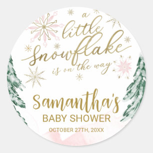 Ein wenig Schneeflocken Winter Baby Dusche Runder Aufkleber