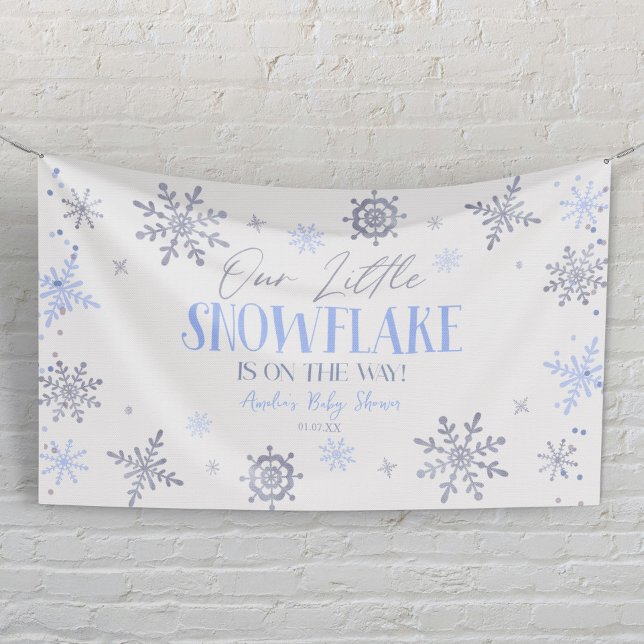 Ein wenig Schneeflocken Winter Blue Baby Dusche Banner (Von Creator hochgeladen)