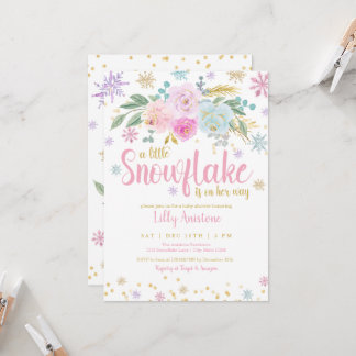 Ein wenig Schneeflocken Winter Floral Baby Dusche Einladung
