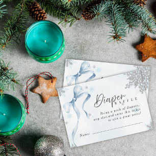 Ein wenig Snowflake Blue Bow Glitzer Babydusche Begleitkarte