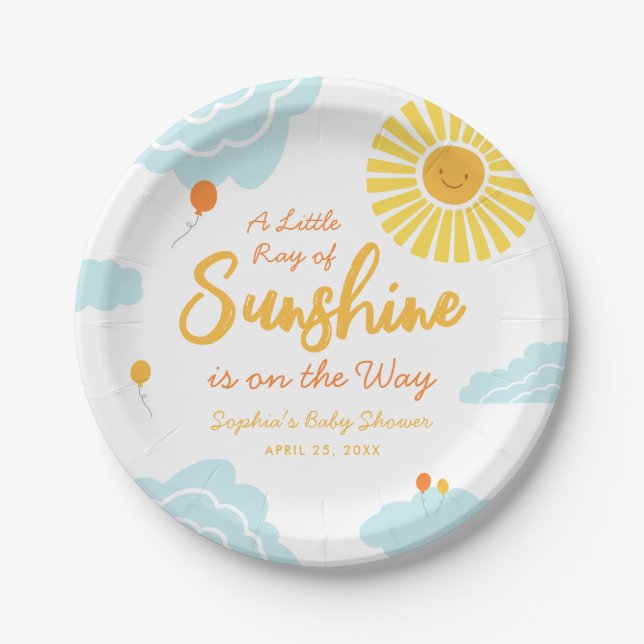 Ein wenig Sonnenschein Baby Duschpapier Teller (Vorderseite)