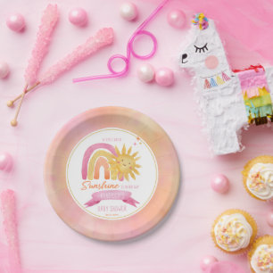 Ein wenig Sonnenschein-Girl-Babydusche Pappteller