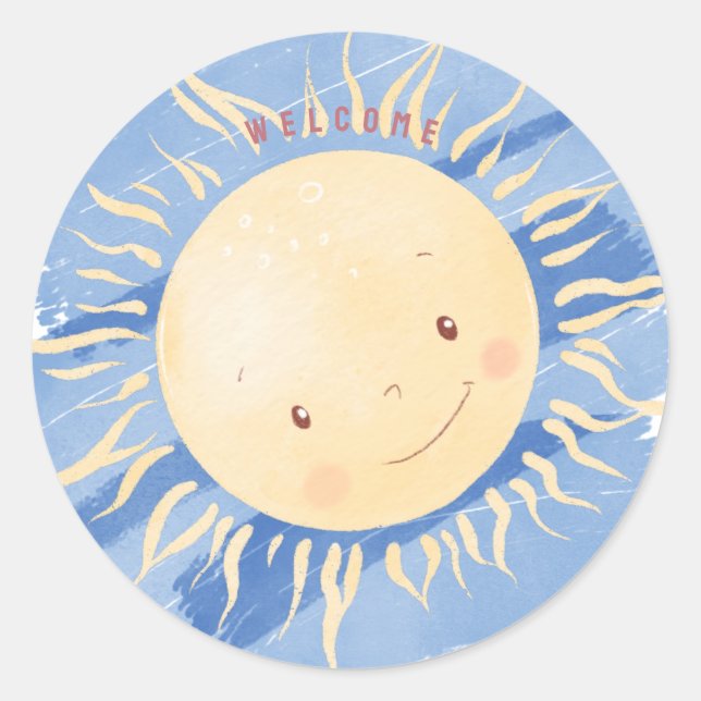 Ein wenig Sonnenschein Personalisierte Babydusche Runder Aufkleber (Vorderseite)