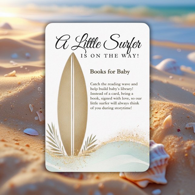 Ein wenig Surfer Minimalistisch Gold Baby Dusche Begleitkarte (Von Creator hochgeladen)