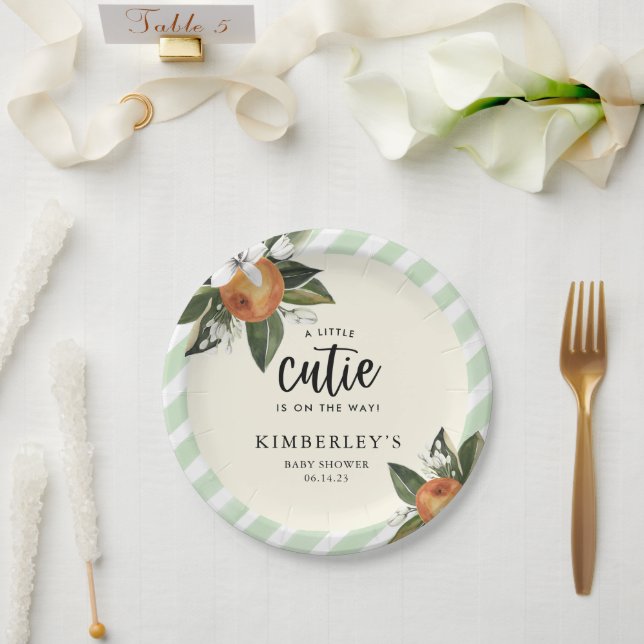 Ein wenig Süsse Clementine BABY Duschpapier Teller (Hochzeit)