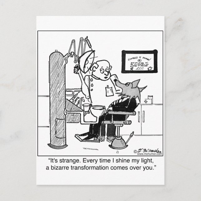 Ein Werwolf am Zahnarzt Postkarte (Vorderseite)