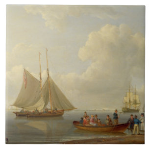 Ein Wherry, der Passagiere heraus bis zwei nimmt, Fliese