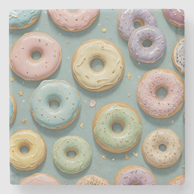 Ein Whimsikant Pastel Donut Dream Steinuntersetzer (Vorderseite)