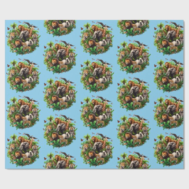 Ein Wild-Jahres-Wrapping Paper des ersten Geburtst Geschenkpapier (Flach)