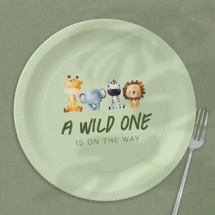 Ein wilder ist unterwegs mit Safari Baby Dusche Pappteller