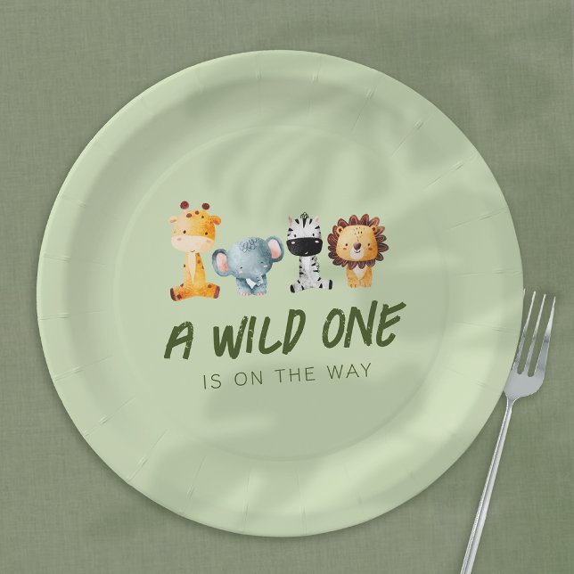 Ein wilder ist unterwegs mit Safari Baby Dusche Pappteller (Von Creator hochgeladen)