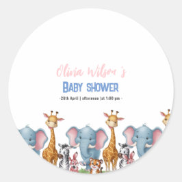 Ein wilder Safari, ein Mädchen mit Babydusche Runder Aufkleber