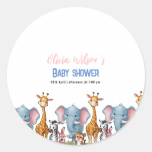 Ein wilder Safari, ein Mädchen mit Babydusche Runder Aufkleber