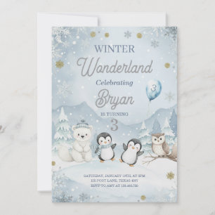 Ein wilder Winter-Wunderland-Geburtstag Einladung