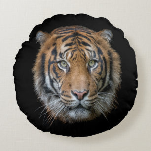 Ein wildes Bengalisches Tigergesicht Rundes Kissen