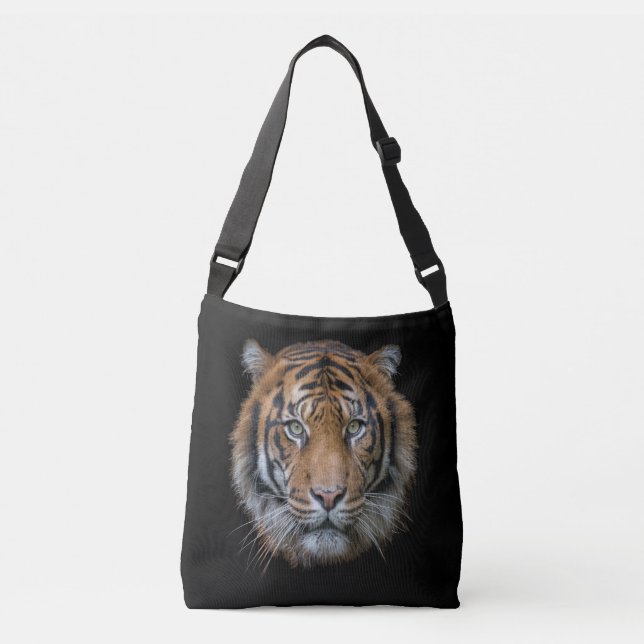 Ein wildes Bengalisches Tigergesicht Tragetaschen Mit Langen Trägern (Vorderseite)