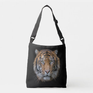 Ein wildes Bengalisches Tigergesicht Tragetaschen Mit Langen Trägern