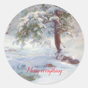 Ein Winter-Idyll, alles froh Runder Aufkleber