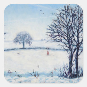 Ein Winter-Weg Quadratischer Aufkleber