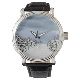 Ein Winterspaziergang. Mann-Uhr. Armbanduhr