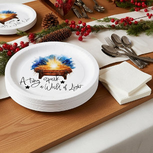 Ein winziger Funke eine Welt des Lichts Weihnachts Pappteller