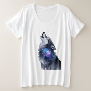 Ein Wolf heult in einer Sterngalaxie Große Größe T-Shirt