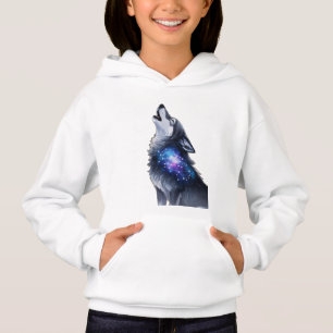 Ein Wolf heult in einer Sterngalaxie Hoodie
