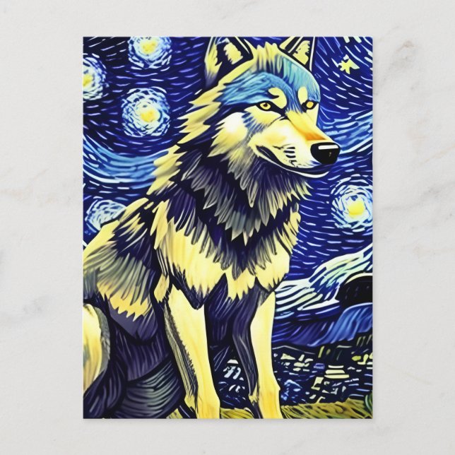 Ein Wolf in der frühen Nacht Postkarte (Vorderseite)
