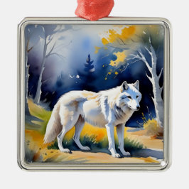 Ein Wolf in einem Aquarell Ornament Aus Metall