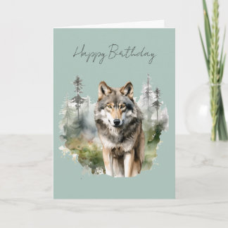 Ein Wolf in einer Wald-Geburtstagskarte #1 Karte
