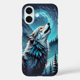 Ein Wolf unter dem Mondbezug iPhone 16 Hülle