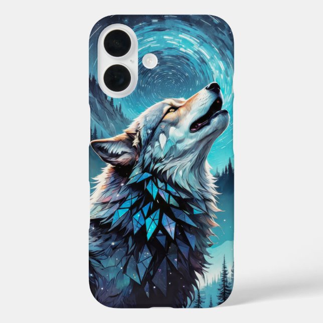 Ein Wolf unter dem Mondbezug iPhone 16 Hülle (Rückseite)