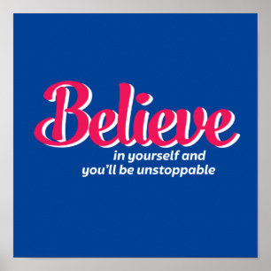 Ein Wort, das sagt glauben, inspirierende Zitat Poster