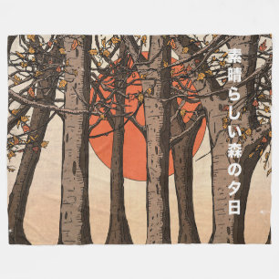 Ein wunderbarer Waldsonnenuntergang Fleecedecke